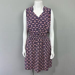 41 Hawthorn Womens Size M Blue Pink Sleeveless Geometric‎ Print Dress V-Neck
